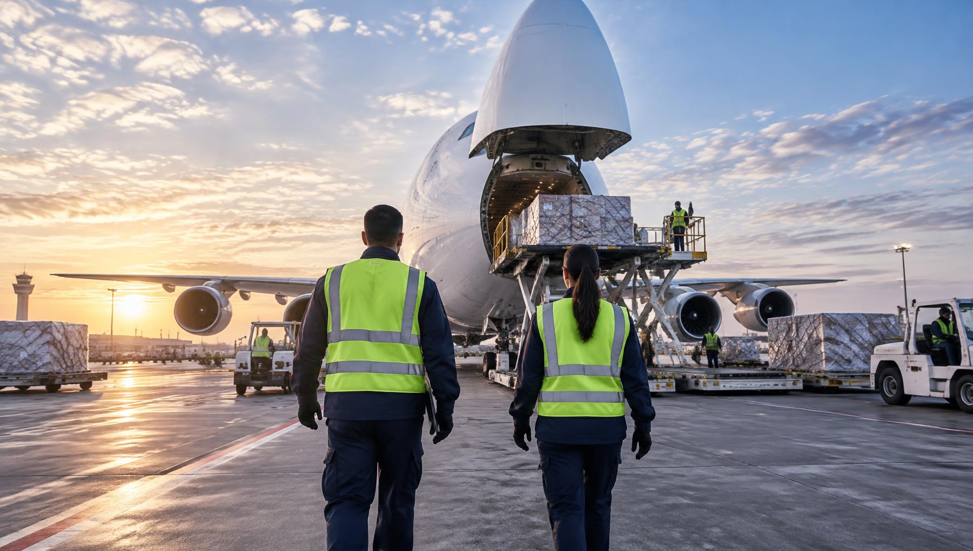 Air cargo team coordinating a global shipment